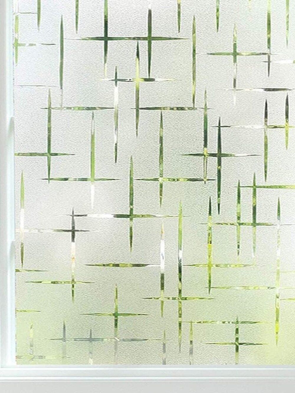 Window Privacy Film, Frosted Cross Window Cling, 17.5″ x 78.7″